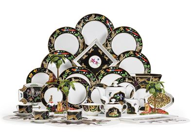 Servizio da Tavola “jaguar Jungle” Usa, Manifattura Lynn Chase Designs Inc., Fine XX Secolo