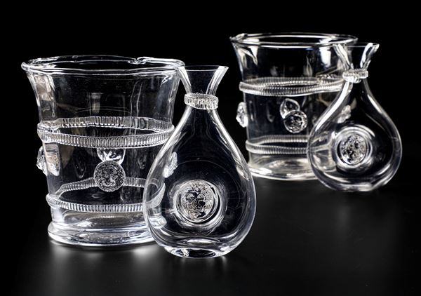 Due decanter e due rinfrescatoi Murano, XX secolo 