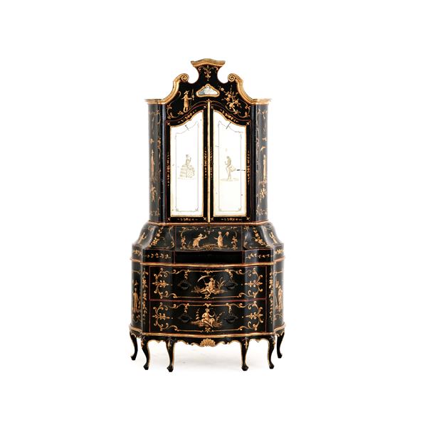 Trumeau in legno laccato a chinoiseries in stile veneziano