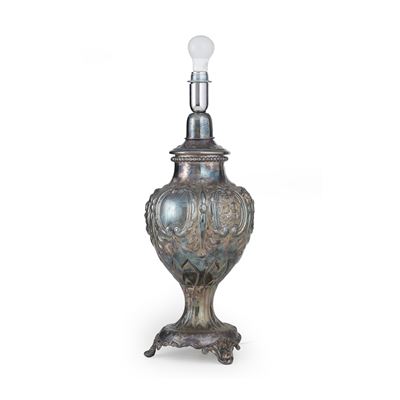 Abat-jour, decoro rocaille a sbalzo, metallo argentato