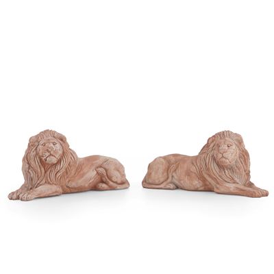 Coppia di Leoni in Terracotta