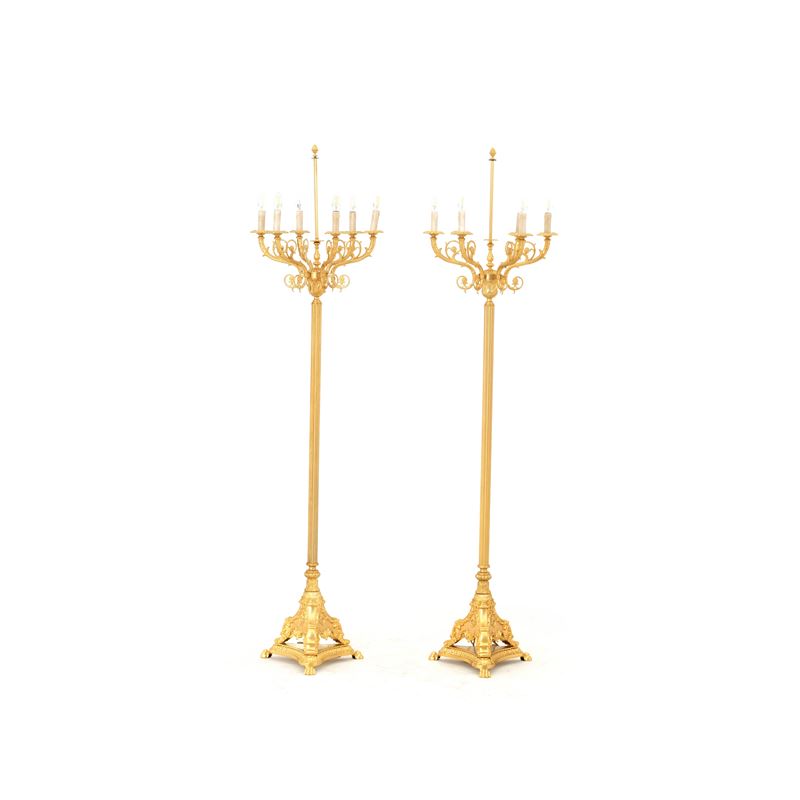 Coppia di torcere in bronzo dorato  - Asta Antiquariato - Cambi Casa d'Aste