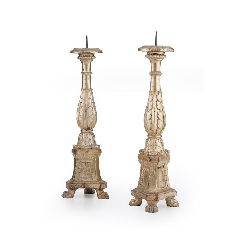 Coppia di piccoli candelieri a mecca  - Asta Antiquariato - Cambi Casa d'Aste