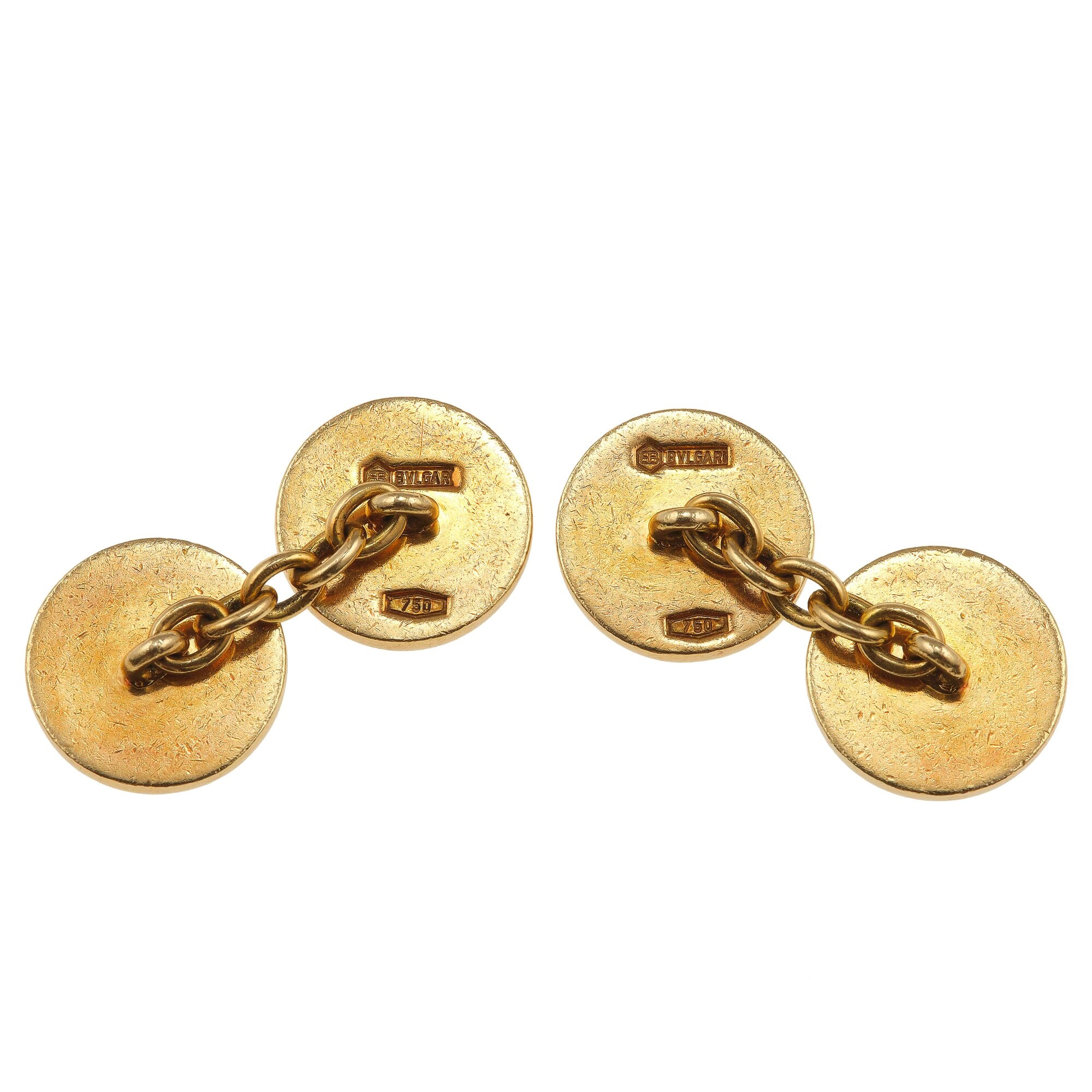 Bulgari. Bottoni da Polso con Smalto Blu