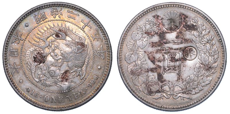 GIAPPONE. MUTSUHITO, 1867-1912. Yen anno 25 (1892).  - Auction Numismatics - I - Cambi Casa d'Aste