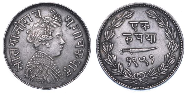 INDIA - BARODA. SAYAJI RAO III,1875-1938. Rupee anno 1951 (1894).