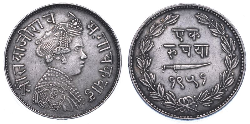 INDIA - BARODA. SAYAJI RAO III,1875-1938. Rupee anno 1951 (1894).  - Asta Numismatica - I - Cambi Casa d'Aste