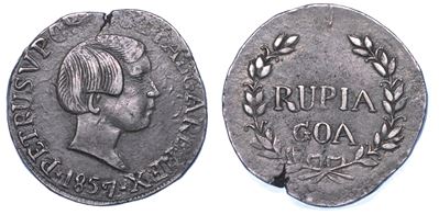 India Portoghese - Goa. Pedro V, 1853-1861. Rupia 1857.