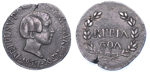 INDIA PORTOGHESE - GOA. PEDRO V, 1853-1861. Rupia 1857.