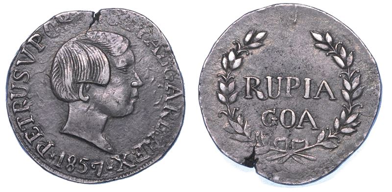 INDIA PORTOGHESE - GOA. PEDRO V, 1853-1861. Rupia 1857.  - Asta Numismatica - I - Cambi Casa d'Aste
