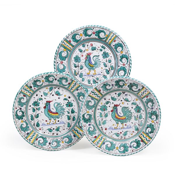 Tre piatti. Deruta, XX secolo.