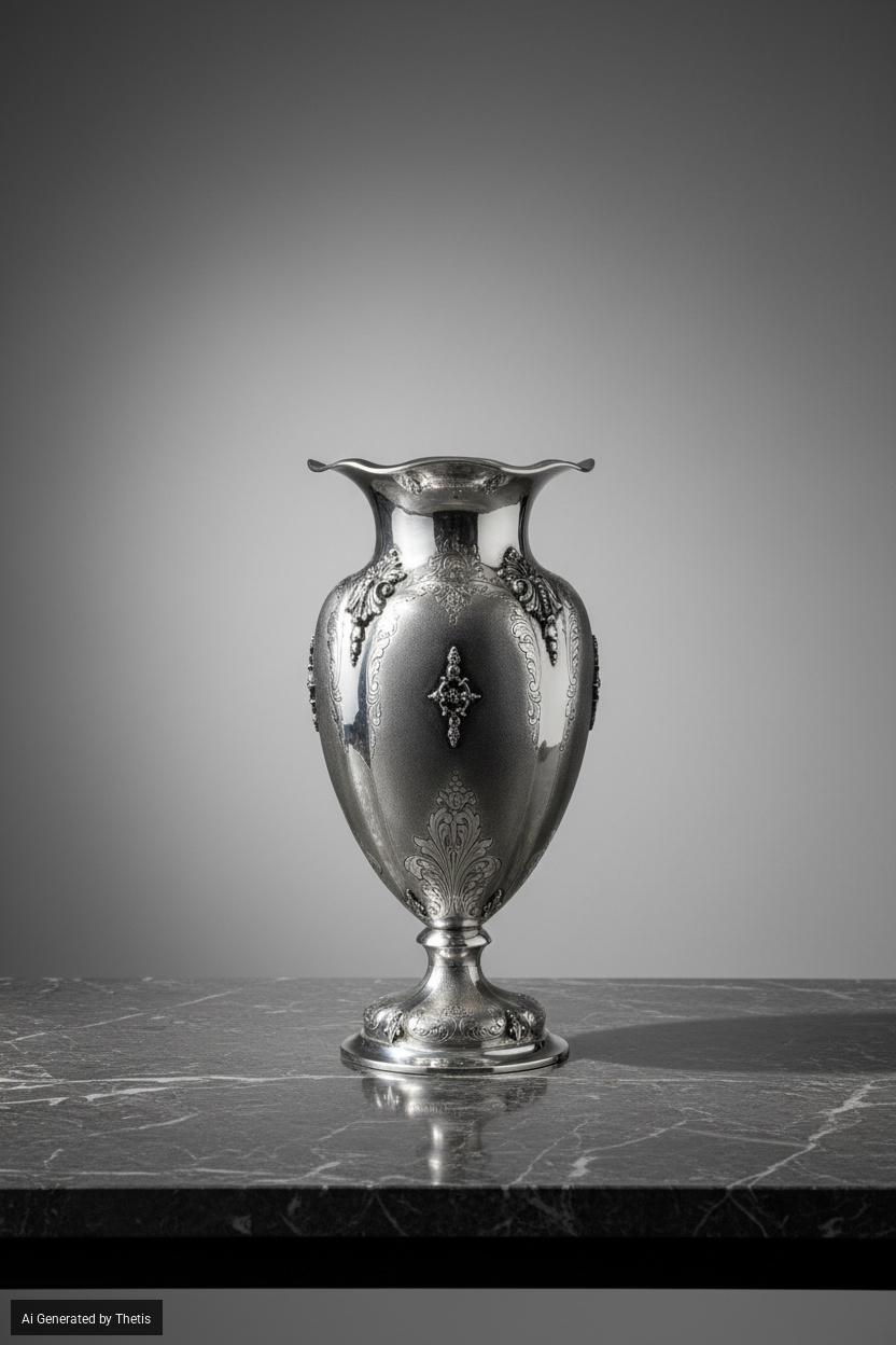Vaso Centrotavola. Argenteria Artistica Italiana del XX Secolo. Argentiere Peruggia & C., Alessan...
