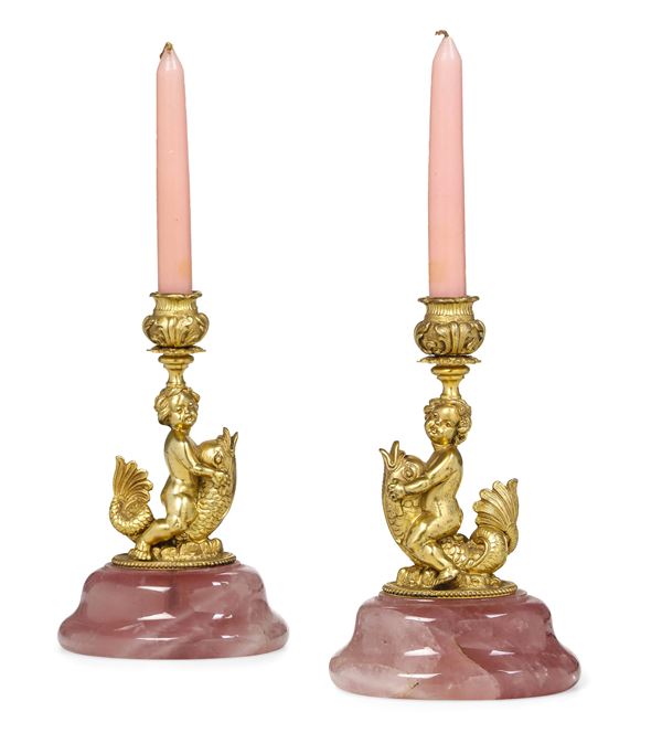 Coppia di candelieri. Argenteria italiana del XX secolo