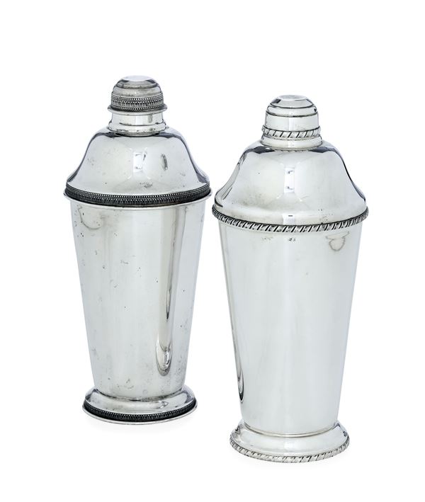 Due shaker. Argenteria veneta del XX secolo. Argentiere Greggio, Padova.