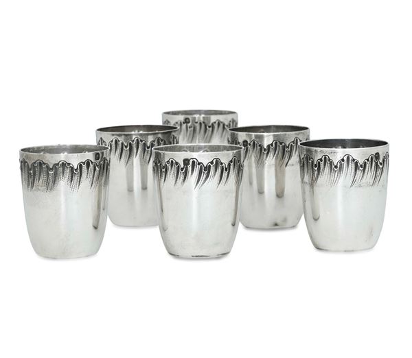 Sei bicchierini da liquore. Francia XX secolo