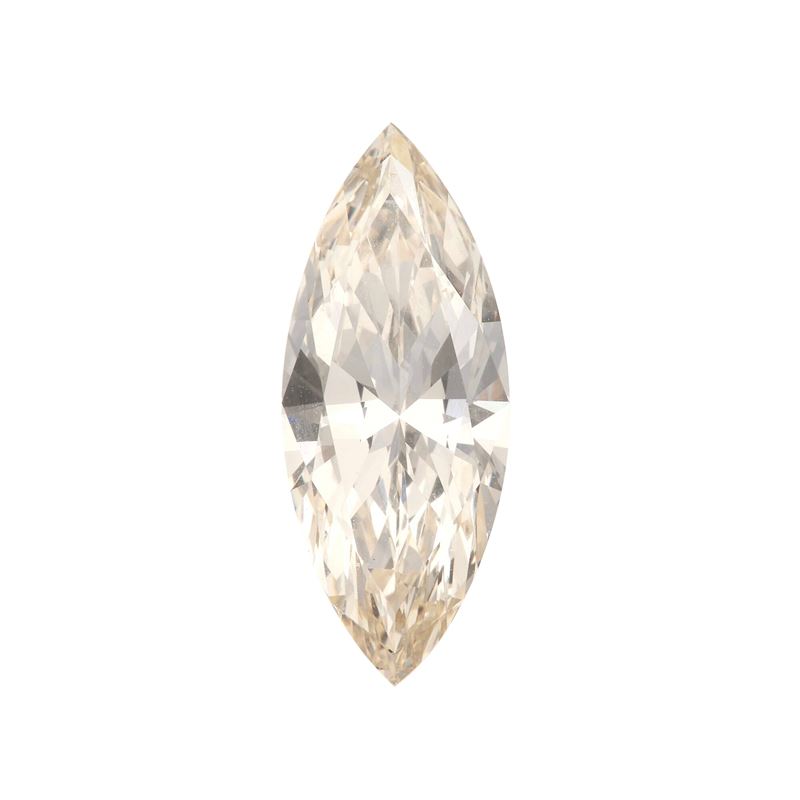 Marquise-cut diamond weighing 2.55 carats, color M (faint brown), clarity VS1, fluorescence none, type IIa. Gemmological Report R.A.G. Torino  - Auction Fine Jewellery - Cambi Casa d'Aste
