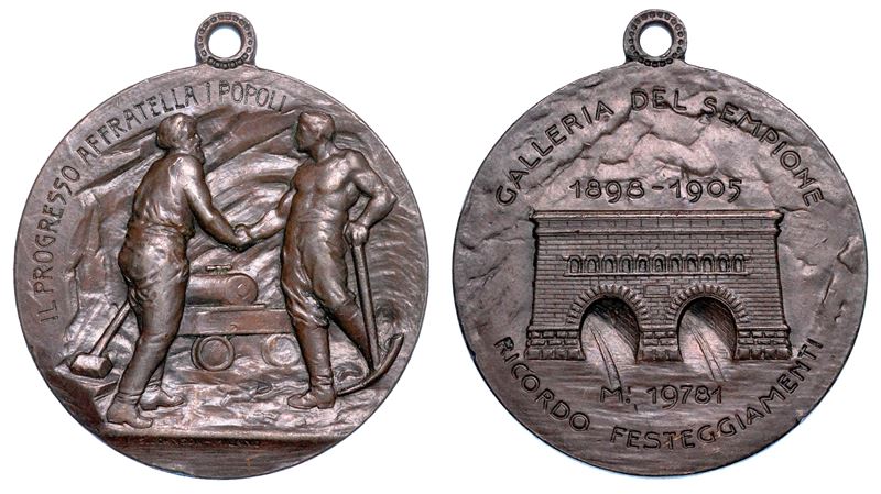 MILANO. GALLERIA DEL SEMPIONE. Medaglia in bronzo. Ricordo dei festeggiamenti 1905.  - Auction Numismatics - Medals and popes - II - Cambi Casa d'Aste