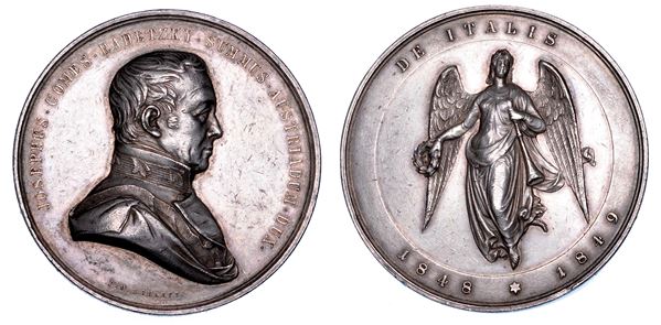 AUSTRIA. JOSEF WENZEL RADETZKY, 1766-1858. Medaglia in argento 1848. Vittorie del conte Radetzky in Italia.