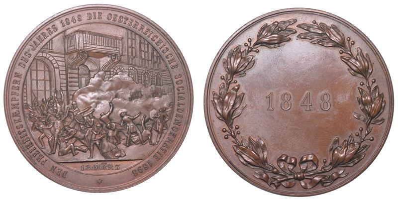 AUSTRIA. FRANZ JOSEPH, 1848-1916. Medaglia in bronzo. 50° anniversario della Primavera delle Nazioni 1898 (Rivoluzione contro Metternich).  - Auction Numismatics - Medals and popes - II - Cambi Casa d'Aste