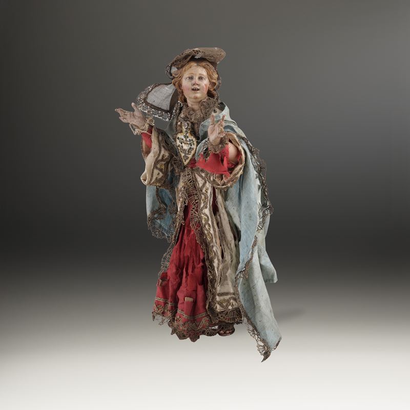 Madonna con veste rossa e mantello azzurro. Napoli, XIX secolo  - Auction Sculpture and Works of Art - Cambi Casa d'Aste