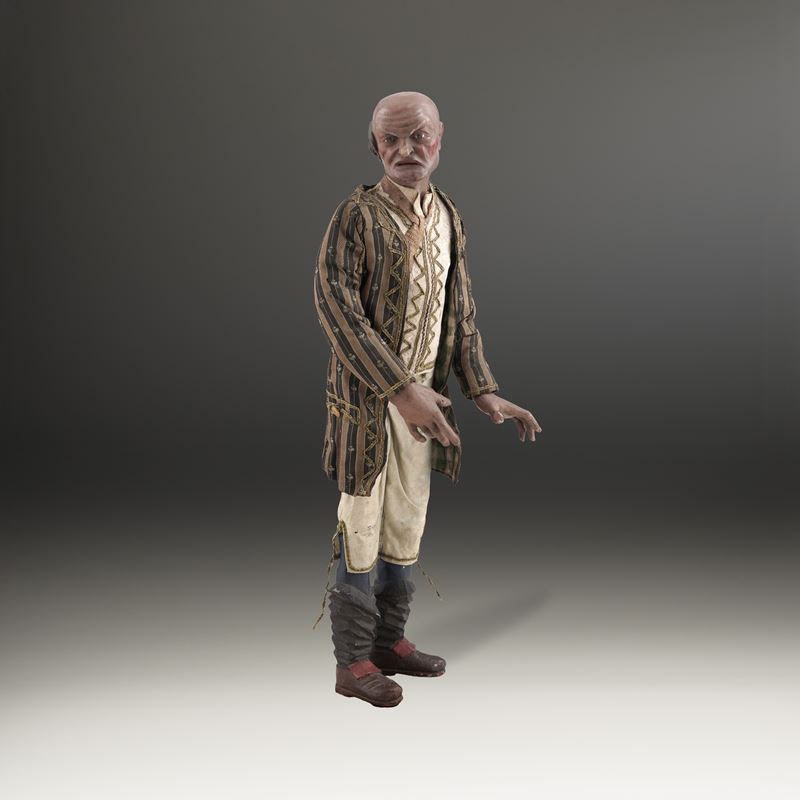 Anziano con giacca a righe. Napoli, XVIII-XIX secolo  - Asta Scultura e Oggetti d'Arte - Cambi Casa d'Aste