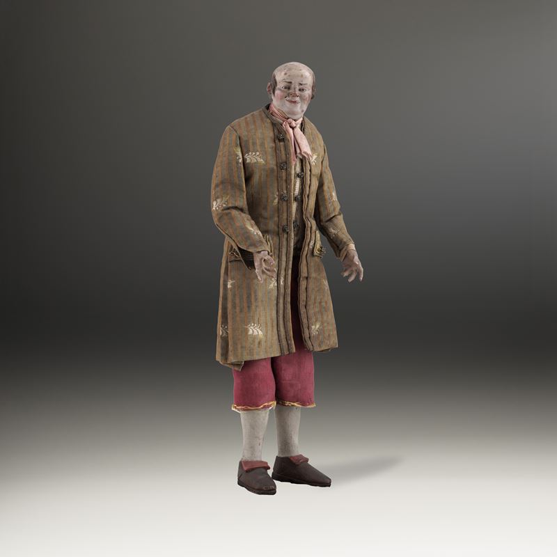 Popolano con giacca a righe e calzoni rossi. Napoli, XVIII-XIX secolo  - Auction Sculpture and Works of Art - Cambi Casa d'Aste