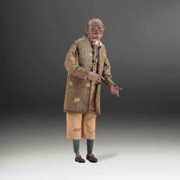 Pastore con giacca a righe e calzoni gialli. Napoli, XVIII-XIX secolo