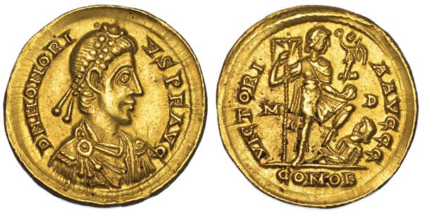 ONORIO, 393-423. Solido, anni 395-402. Mediolanum.
