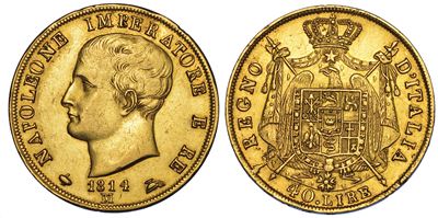 Milano. Napoleone I, 1805-1814. 40 Lire 1814.