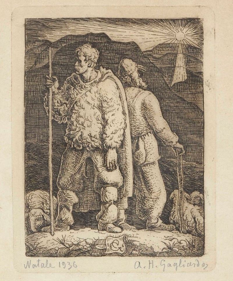 Alberto Helios Gagliardo (1893 – 1987) Natale 1936  - Asta Stampe Antiche e Moderne - Cambi Casa d'Aste