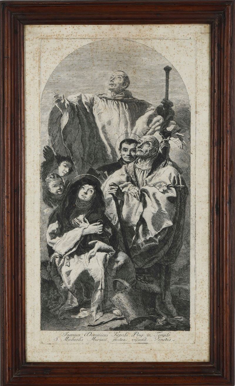 Giovanni Domenico Tiepolo (1727 - 1804) Quattro santi camaldolesi  - Asta Stampe Antiche e Moderne - Cambi Casa d'Aste