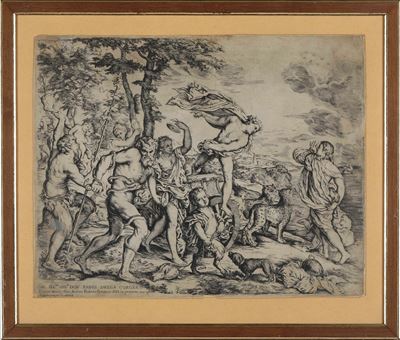 Giovanni Andrea Podestà (1608 – 1673 Circa) da Tiziano Vecellio (1488-1576) il Baccanale degli An...