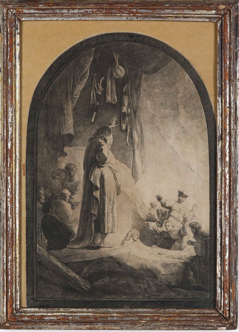 Harmenszoon van Rijn Rembrandt (1606 – 1669) Il risveglio di Lazzaro  - Auction Old and Modern Prints - Cambi Casa d'Aste