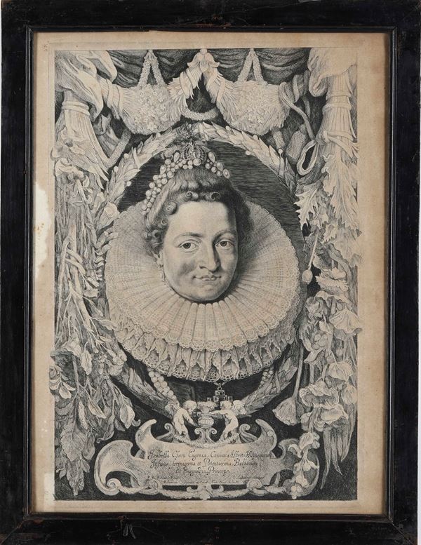 Jonas Suyderhoff (1613-1686) da Pieter Paul Rubens (1577-1640) Ritratto di Isabella Clara Eugenia, Coniux Alberti Hispaniarum Infans...