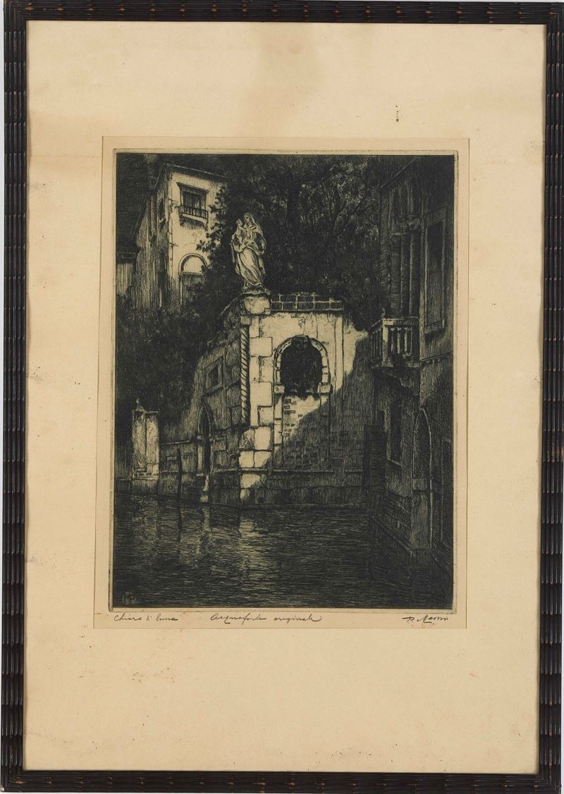 Pericle Menin (1880-1940) Chiaro di luna  - Asta Stampe Antiche e Moderne - Cambi Casa d'Aste