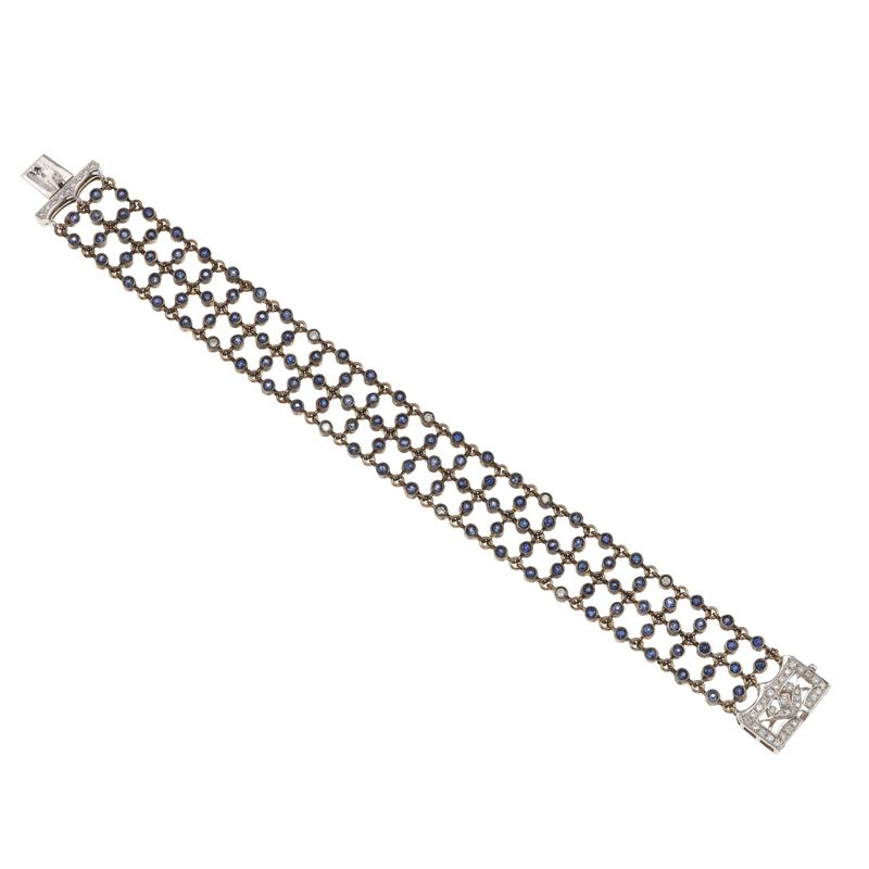 Bracciale con diamanti per ct 0.86 e zaffiri per ct 5.43  - Asta Fine Jewellery - Cambi Casa d'Aste
