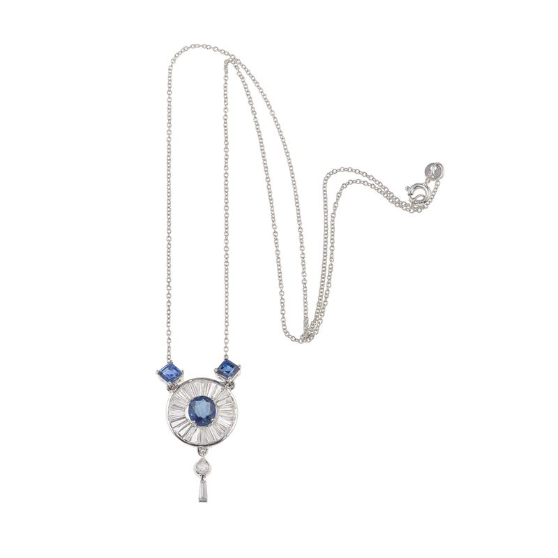 Pendente con zaffiri e diamanti  - Asta Fine Jewellery - Cambi Casa d'Aste