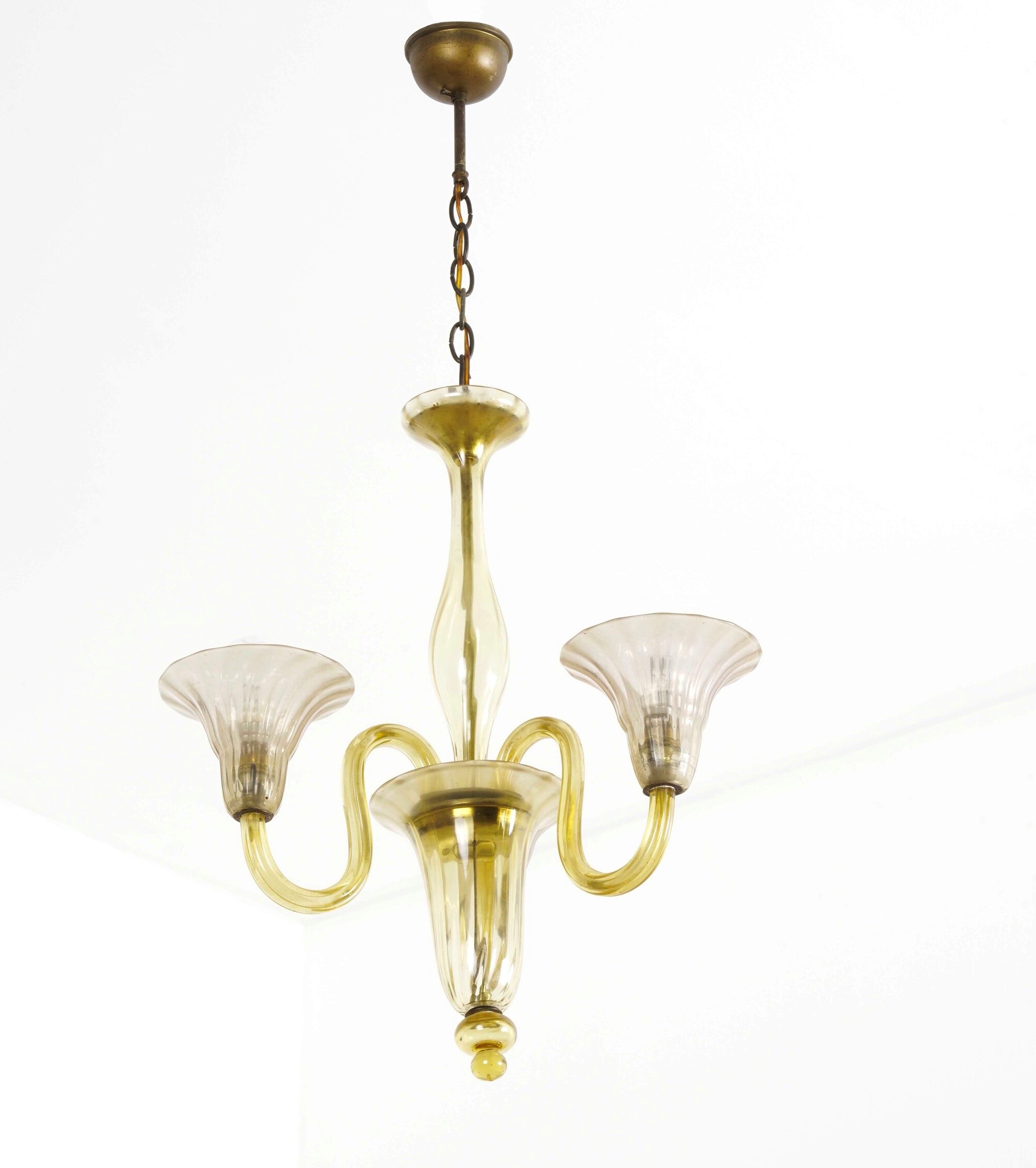 Piccolo Lampadario in Vetro. XX Secolo
