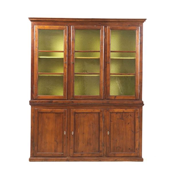 Libreria a doppio corpo in legno. XIX-XX secolo