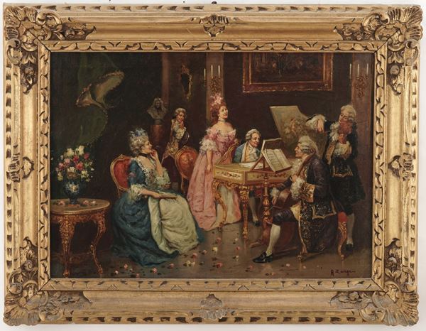 Antonio Zavaga (XIX-XX secolo) Interno con personaggi