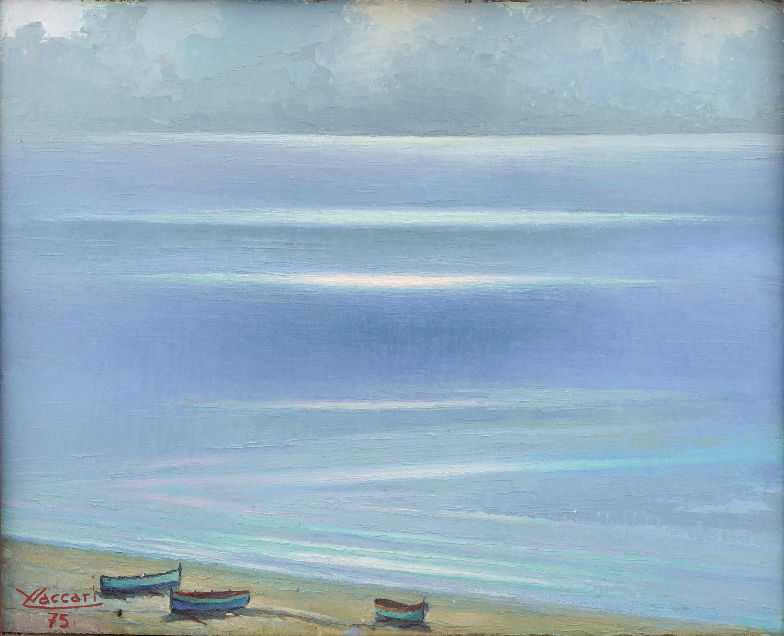 Leandro Vaccari - Quinto al mare, correnti marine, olio su tavola