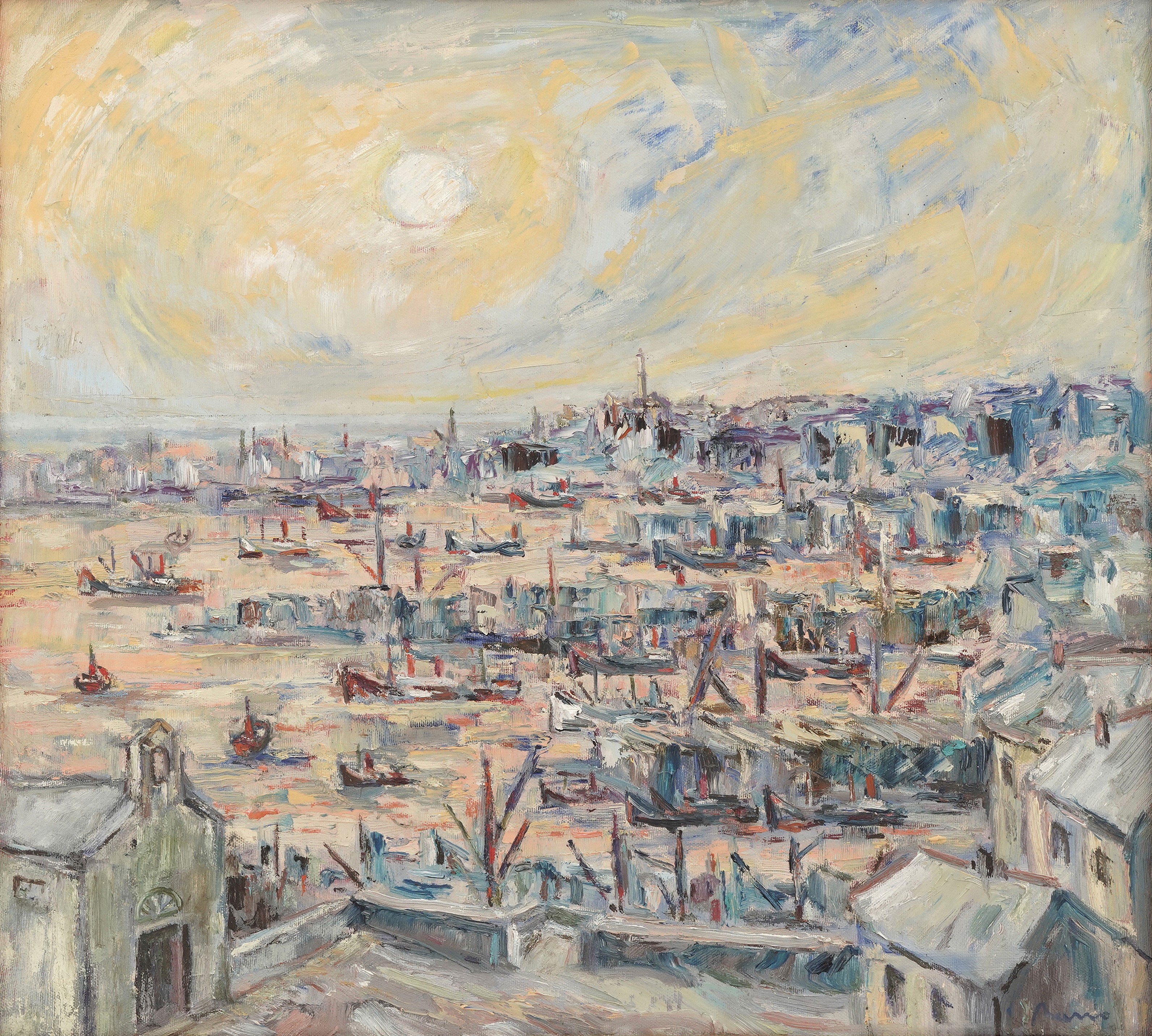 Guido Basso - Il Porto, olio su tela
