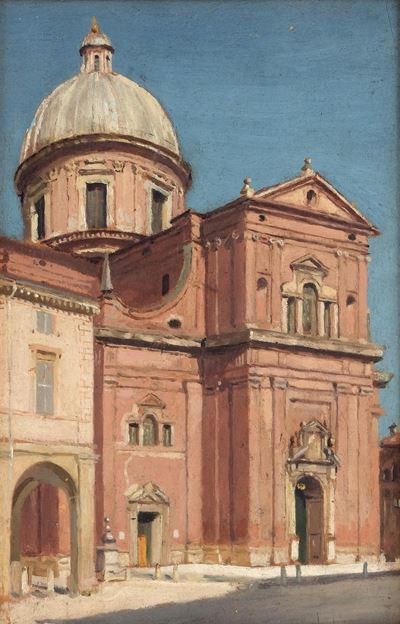 Pittore del XIX secolo, Basilica della Beata Vergine della Ghiara, olio su cartone