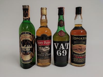 Glenffidich, Spey Royal, Vat 69, Tomatin, Scotch Whisky