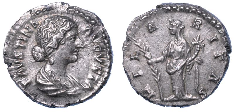 FAUSTINA II (Moglie di Marco Aurelio), 147-176. Denario. Roma.  - Auction Numismatics - I - Cambi Casa d'Aste