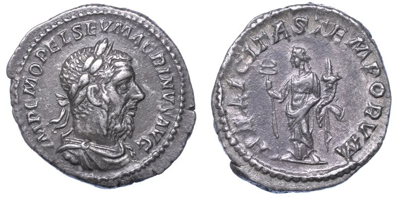 MACRINO, 217-218. Denario. Roma.  - Auction Numismatics - I - Cambi Casa d'Aste