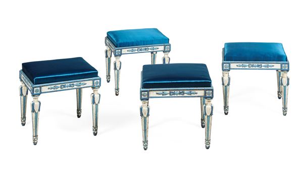Gruppo di quattro sgabelli. Piemonte, XVIII secolo