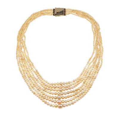 Collana a Sette Fili di Perle Naturali, Acqua Salata