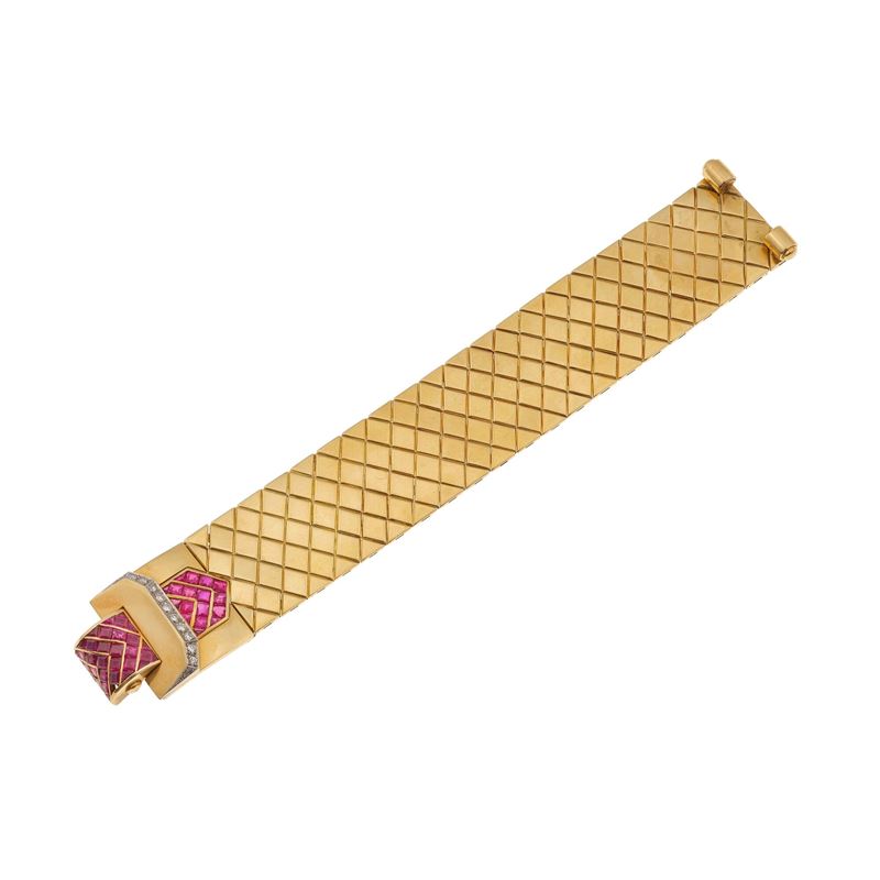 Ruby, diamond and gold bracelet. One missing ruby  - Auction Fine Jewellery - Cambi Casa d'Aste