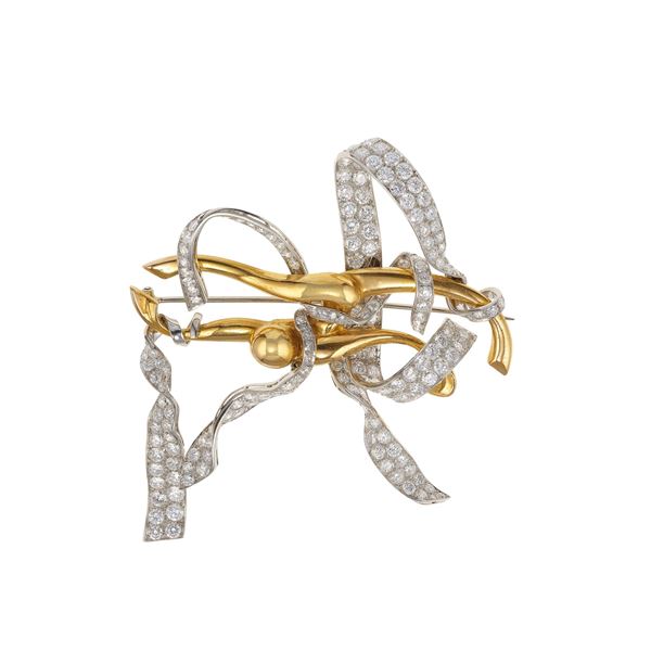 Martignetti. Spilla "Il giullare" con diamanti taglio brillante per ct 12.97